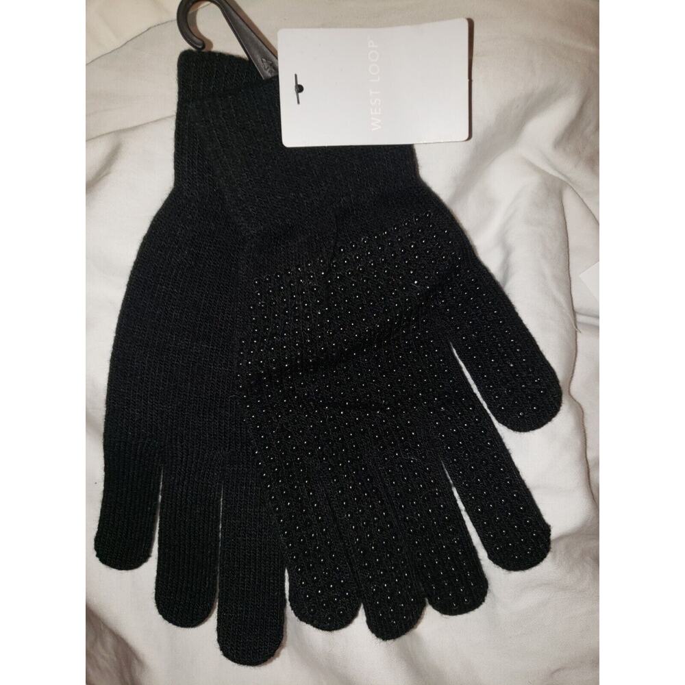 WEST LOOP GRIPPER LADIES GLOVES ONE SIZE WARM & Soft Color BLACK Nwt's NEW